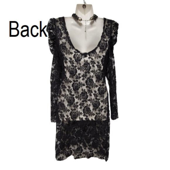 BLACK Lace Long Sleeve See Through Dress Sizes S M L XL - NWOT - Picture 3 of 12